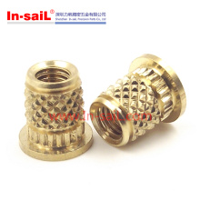 China Fastener Manufacturer in-Sail Brass Short Outer- Diamond Knurled Insert for Plastics